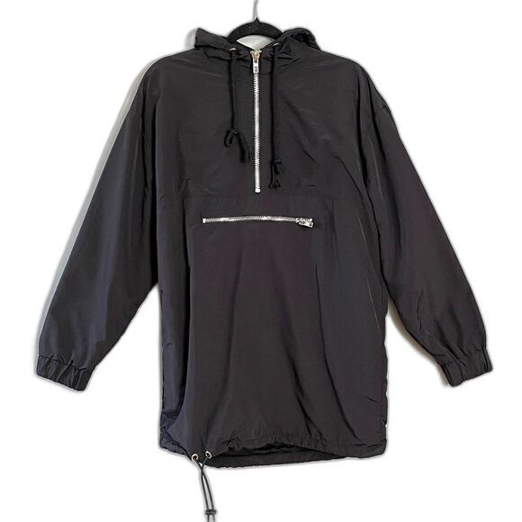 Danielle GUIZIO Hooded Windbreaker Zipper Pocket Black Size S Softshell Festival - Picture 1 of 14